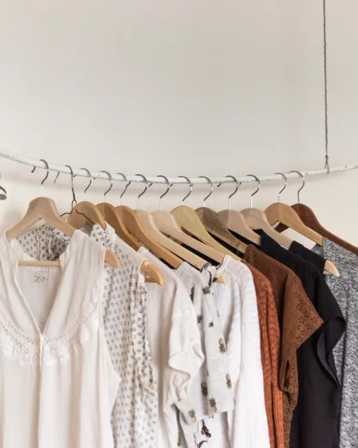 Arara com roupas em cabides